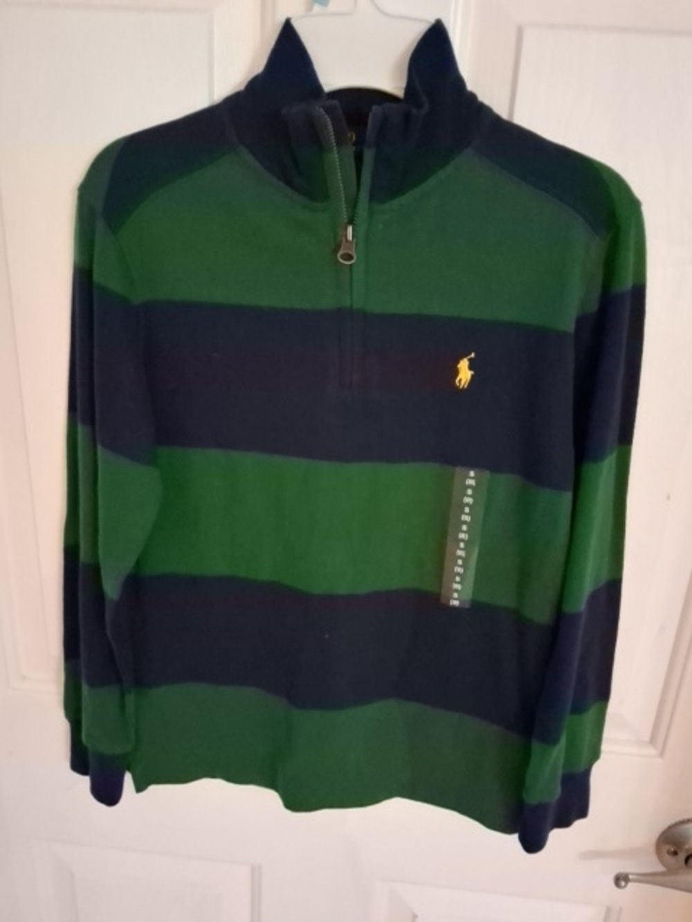 Polo by Ralph Lauren Green & Navy Striped Half-Zip Sweater